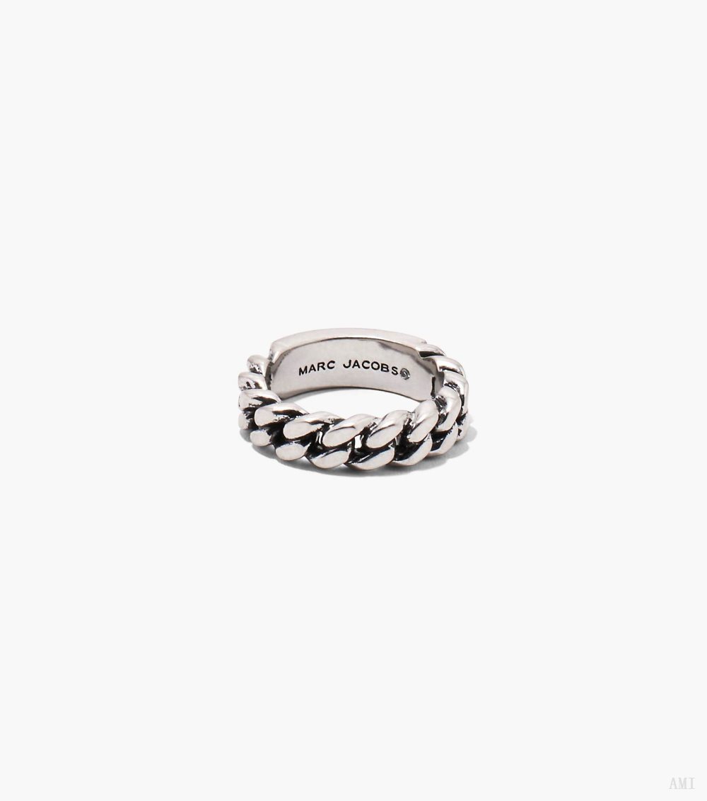 The Barcode Monogram ID Chain Ring