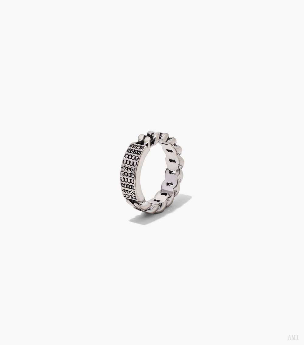 The Barcode Monogram ID Chain Ring